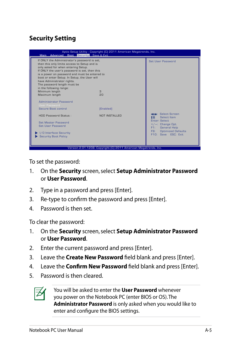 Security setting | Asus R501VZ User Manual | Page 81 / 118