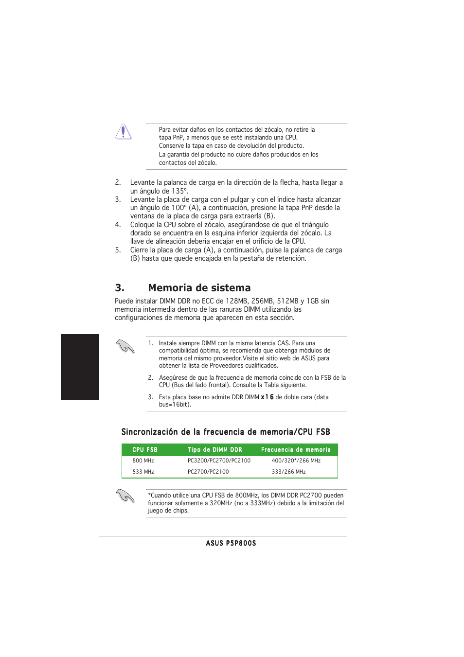 Espa ñ ol | Asus P5P800S User Manual | Page 12 / 20