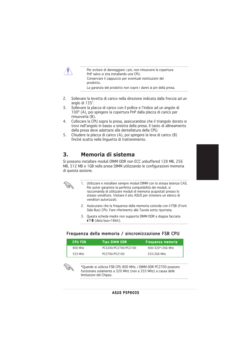 Italiano | Asus P5P800S User Manual | Page 9 / 20