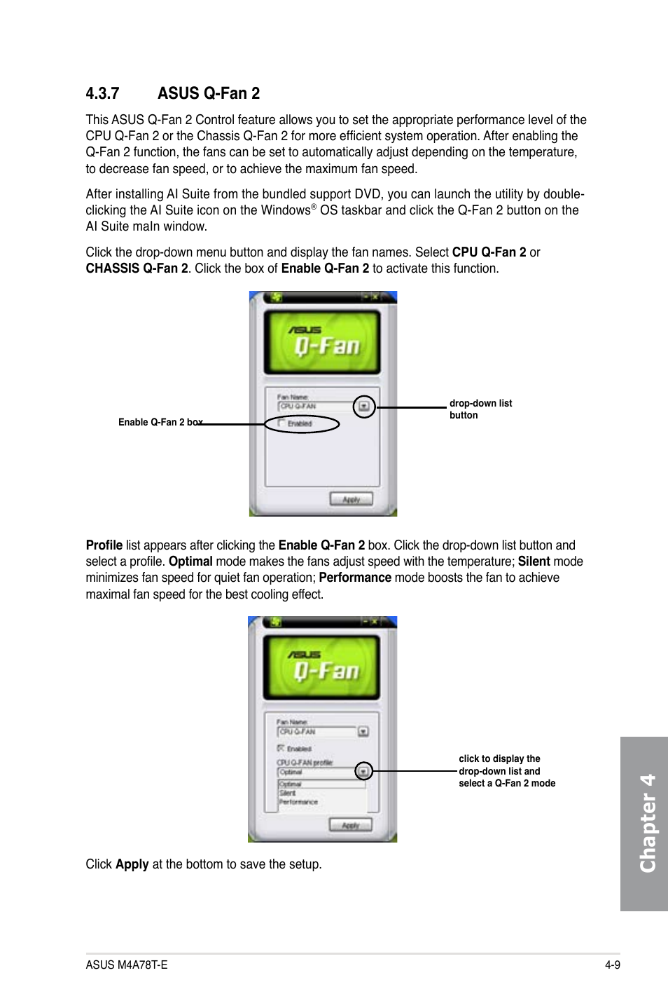 Chapter 4, 7 asus q-fan 2 | Asus M4A78T-E User Manual | Page 103 / 122