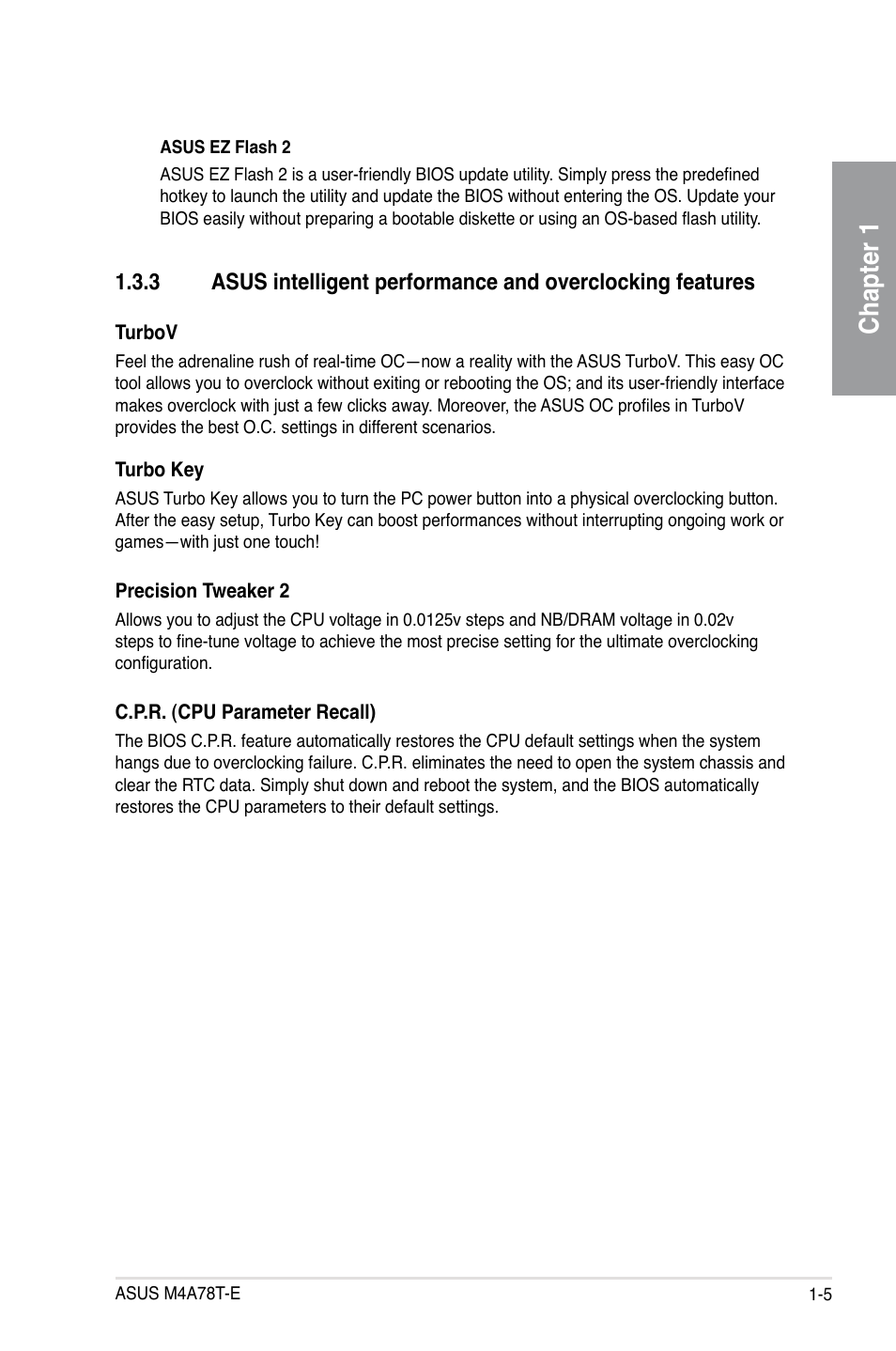 Chapter 1 | Asus M4A78T-E User Manual | Page 19 / 122