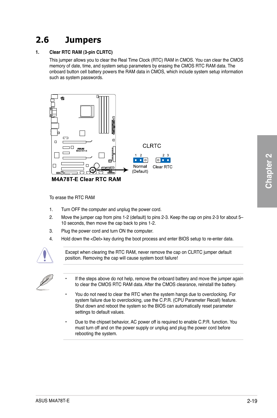 Chapter 2 2.6 jumpers | Asus M4A78T-E User Manual | Page 39 / 122