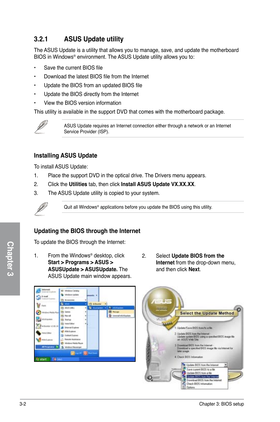 Chapter 3, 1 asus update utility | Asus M4A78T-E User Manual | Page 60 / 122