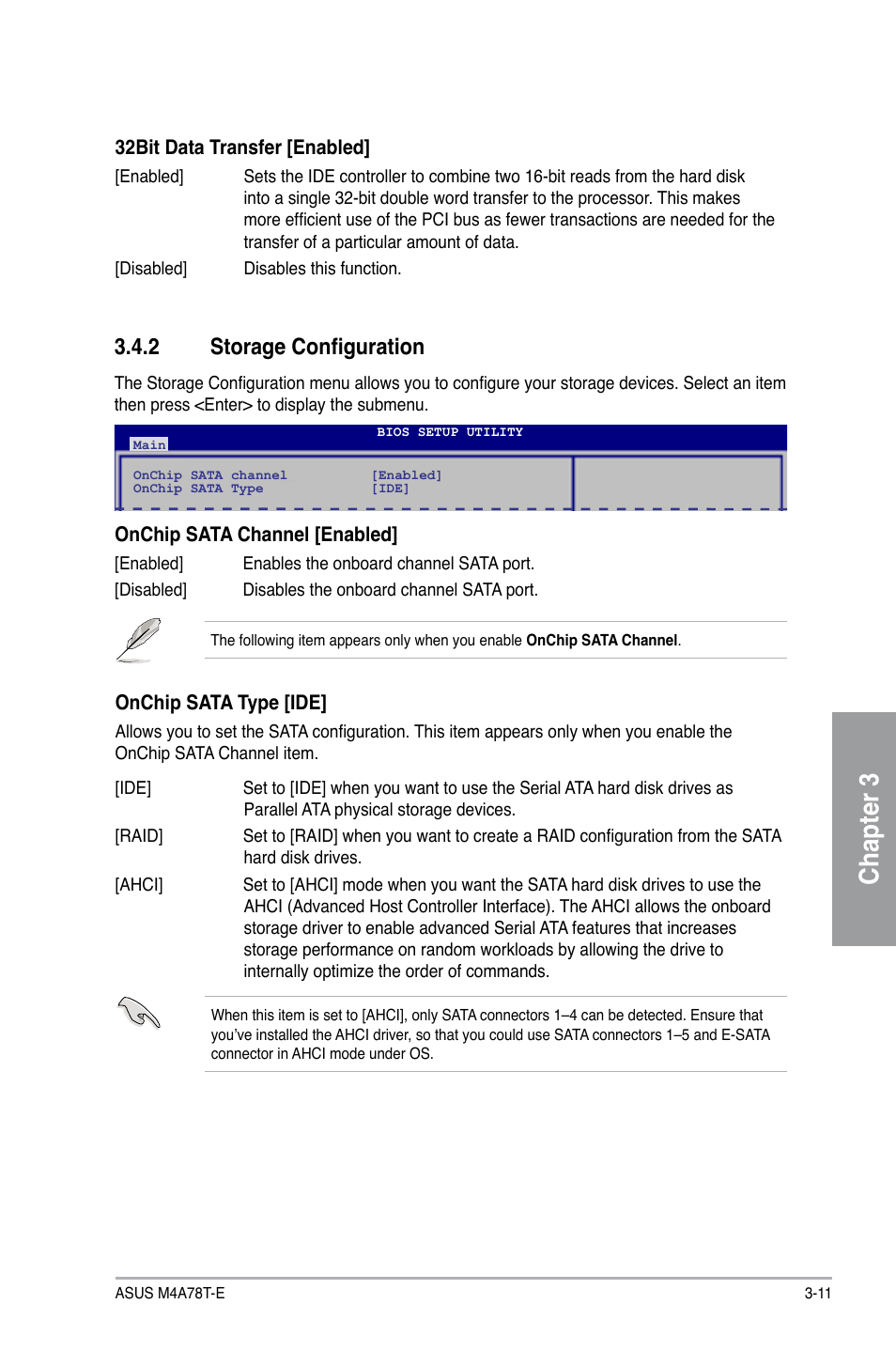 Chapter 3, 2 storage configuration | Asus M4A78T-E User Manual | Page 69 / 122