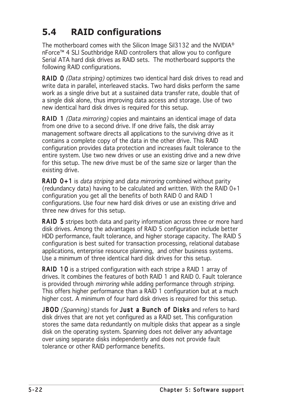 4 raid configurations | Asus P5N32-SLI SE Deluxe User Manual | Page 140 / 174