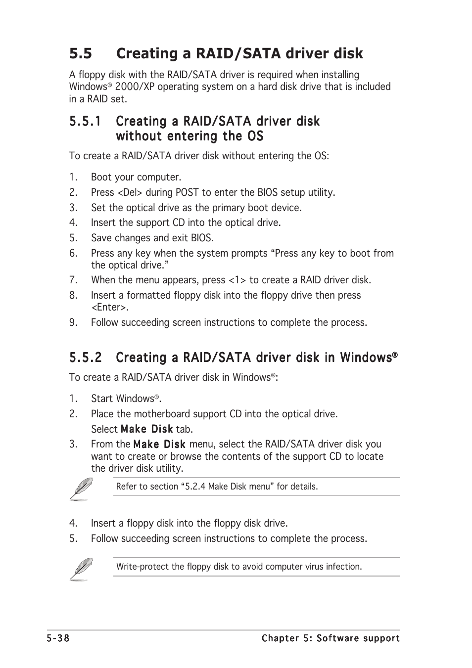 5 creating a raid/sata driver disk | Asus P5N32-SLI SE Deluxe User Manual | Page 156 / 174