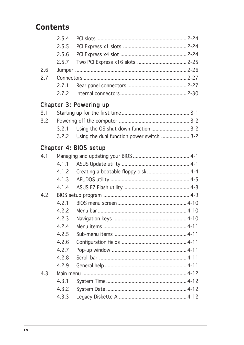 Asus P5N32-SLI SE Deluxe User Manual | Page 4 / 174