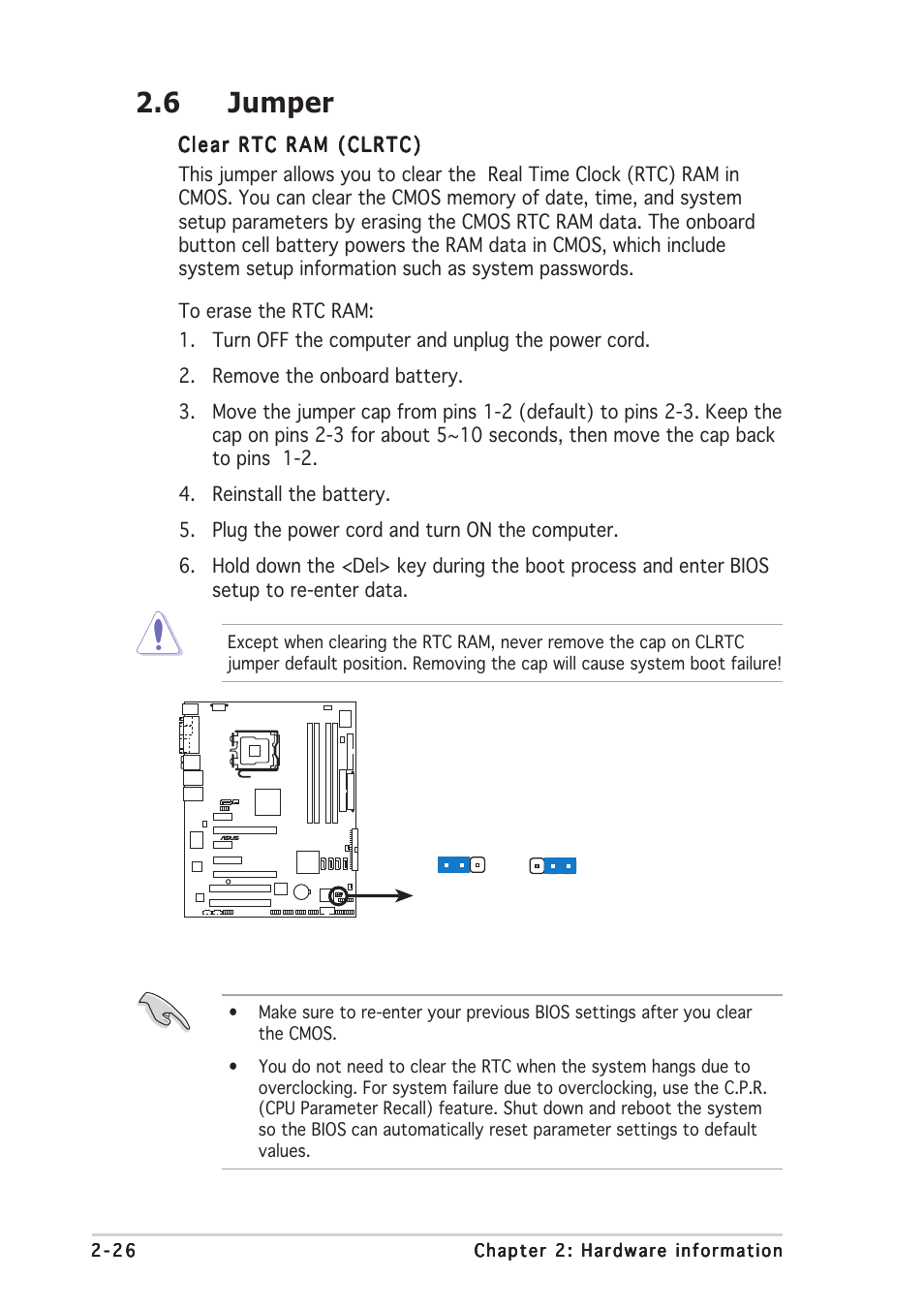 6 jumper | Asus P5N32-SLI SE Deluxe User Manual | Page 52 / 174