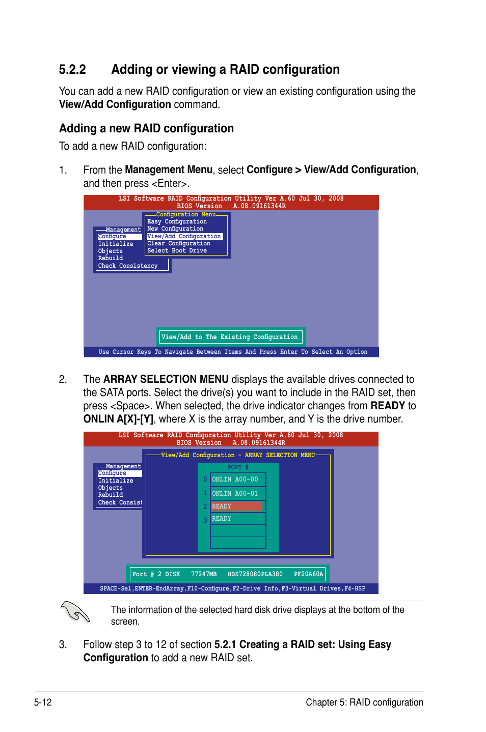 2 adding or viewing a raid configuration, Adding a new raid configuration | Asus Z8PH-D12/IFB User Manual | Page 106 / 170