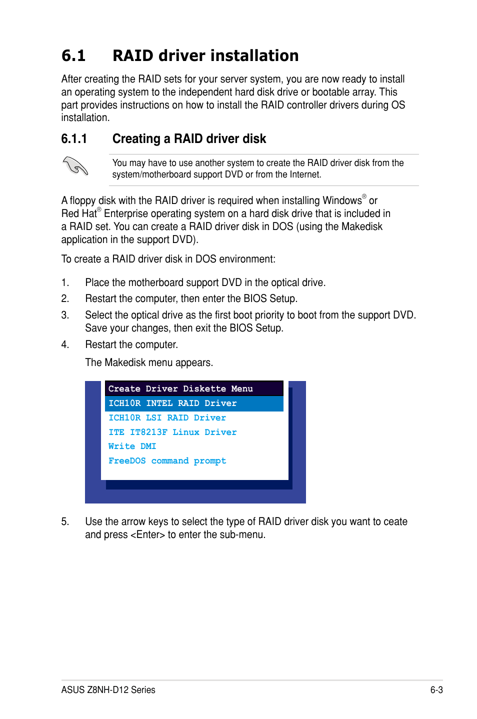 1 raid driver installation, 1 creating a raid driver disk | Asus Z8PH-D12/IFB User Manual | Page 131 / 170