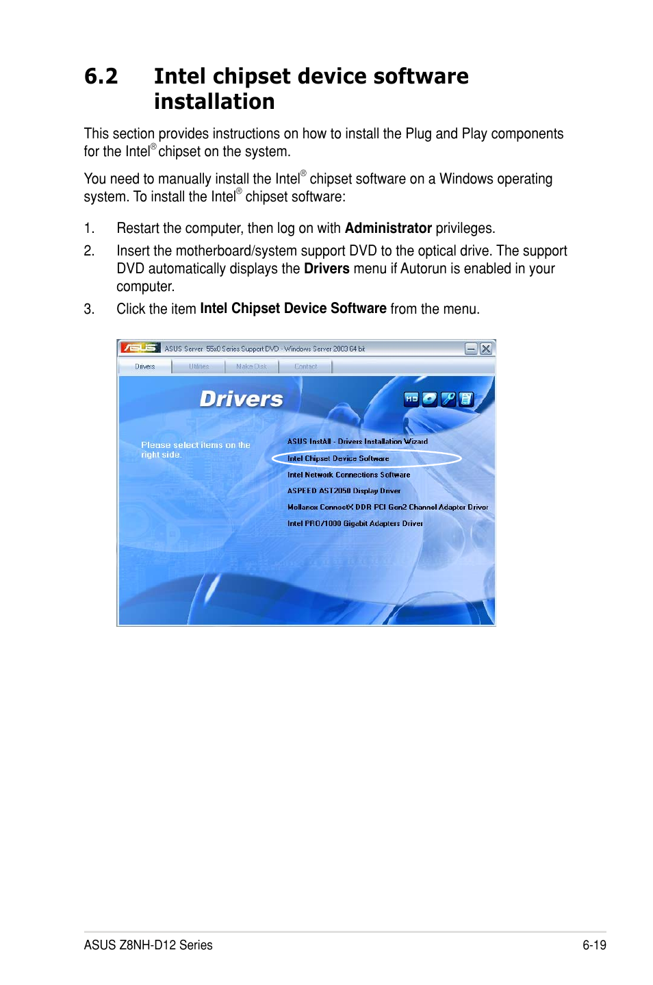 2 intel chipset device software installation | Asus Z8PH-D12/IFB User Manual | Page 147 / 170
