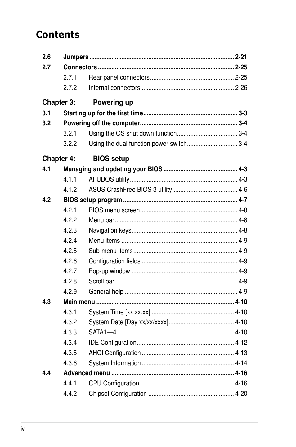 Asus Z8PH-D12/IFB User Manual | Page 4 / 170