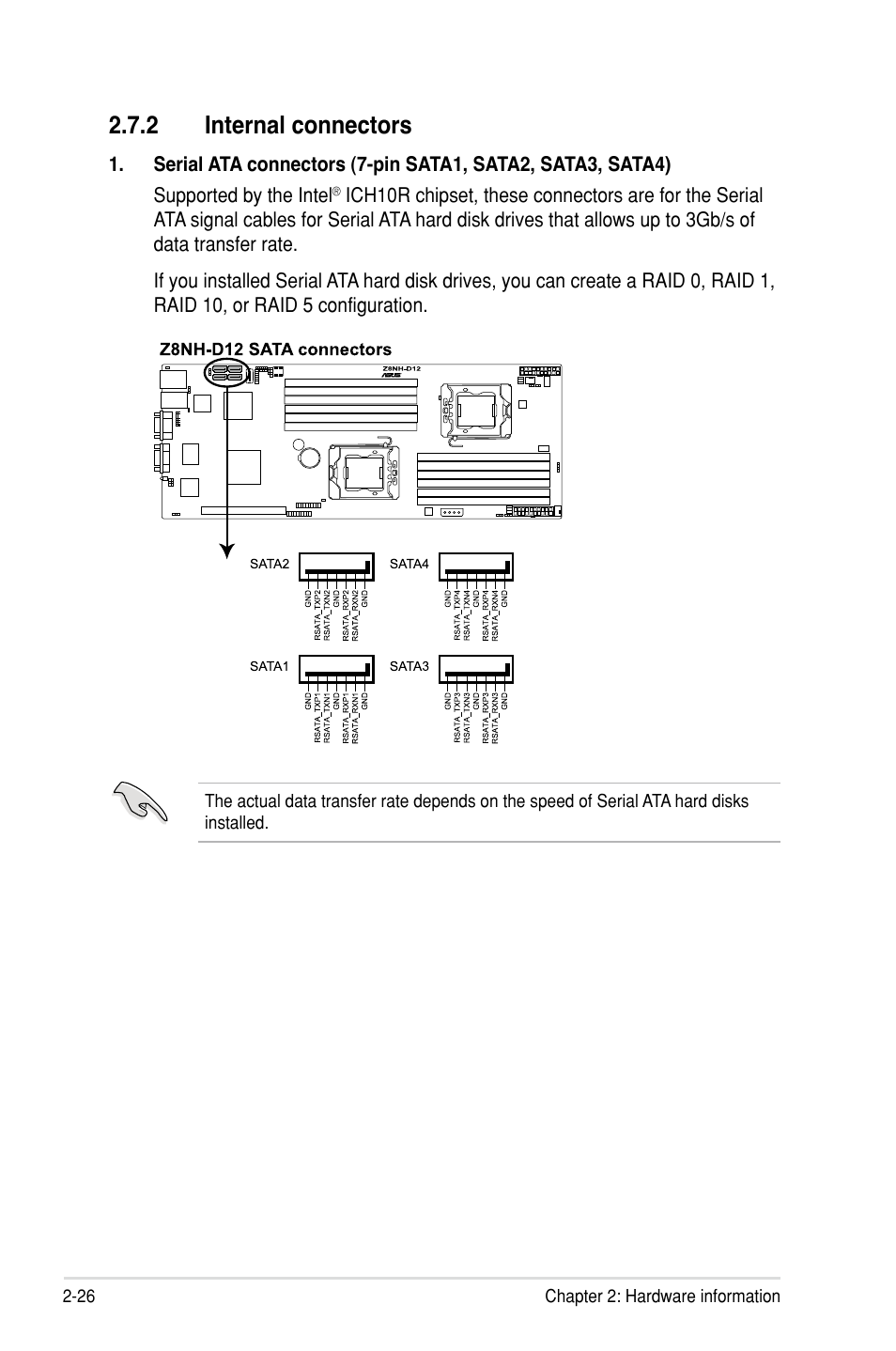 2 internal connectors | Asus Z8PH-D12/IFB User Manual | Page 44 / 170