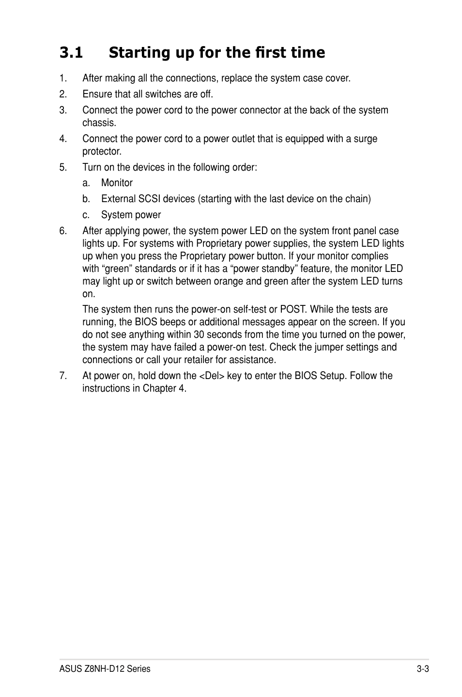 1 starting up for the first time | Asus Z8PH-D12/IFB User Manual | Page 55 / 170