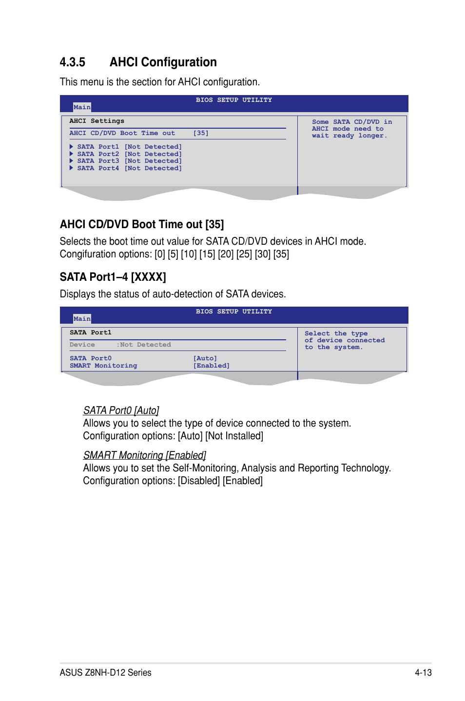 5 ahci configuration, Ahci cd/dvd boot time out [35 | Asus Z8PH-D12/IFB User Manual | Page 69 / 170