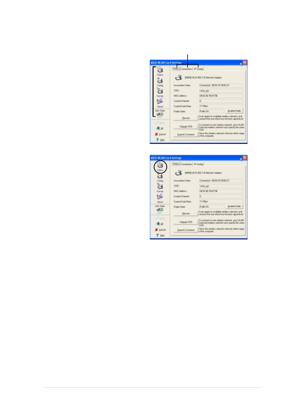 1 wireless lan card settings | Asus WiFi-b User Manual | Page 37 / 60