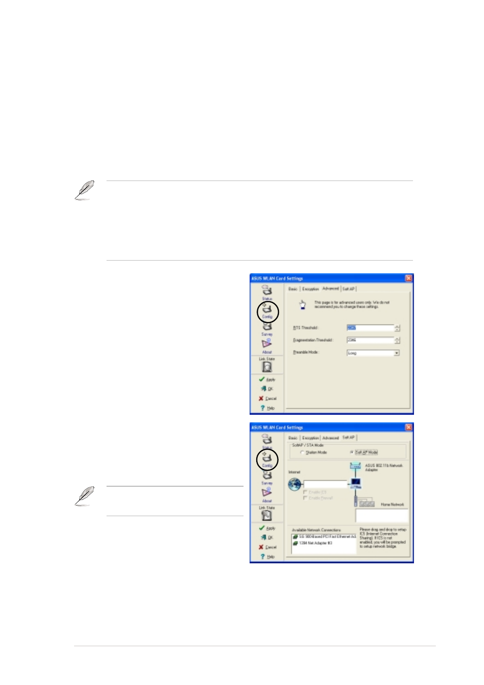 Two ways to assign wep keys, Config - advanced, Config - soft ap | Asus WiFi-b User Manual | Page 41 / 60