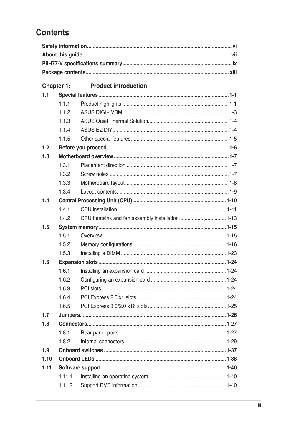 Asus P8H77-V User Manual | Page 3 / 90