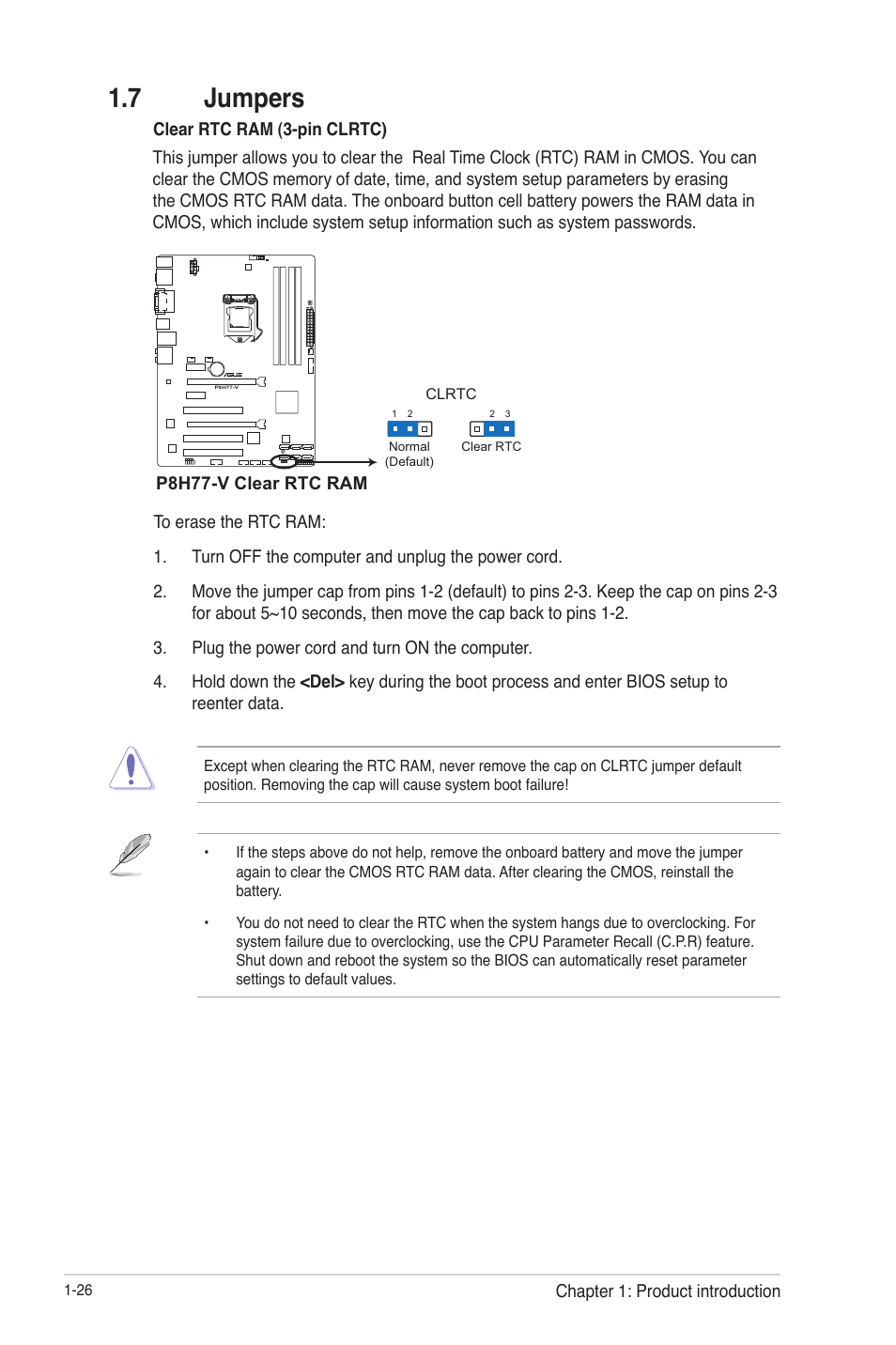 7 jumpers, 7 jumpers -26 | Asus P8H77-V User Manual | Page 40 / 90
