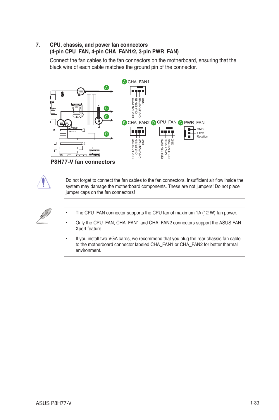 P8h77-v fan connectors, Asus p8h77-v | Asus P8H77-V User Manual | Page 47 / 90