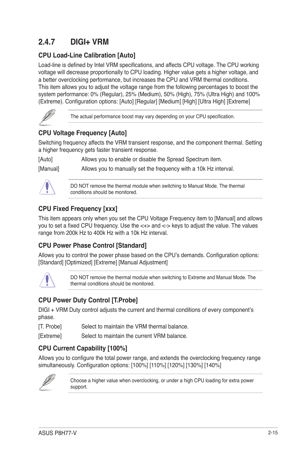 7 digi+ vrm, Digi+ vrm -15 | Asus P8H77-V User Manual | Page 69 / 90