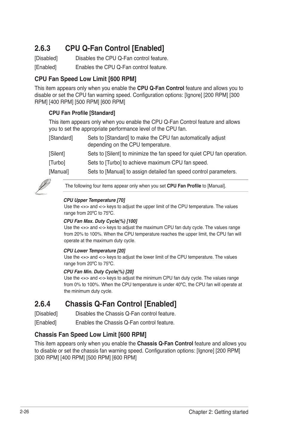 3 cpu q-fan control [enabled, 4 chassis q-fan control [enabled, Cpu q-fan control [enabled] -26 | Chassis q-fan control [enabled] -26 | Asus P8H77-V User Manual | Page 80 / 90