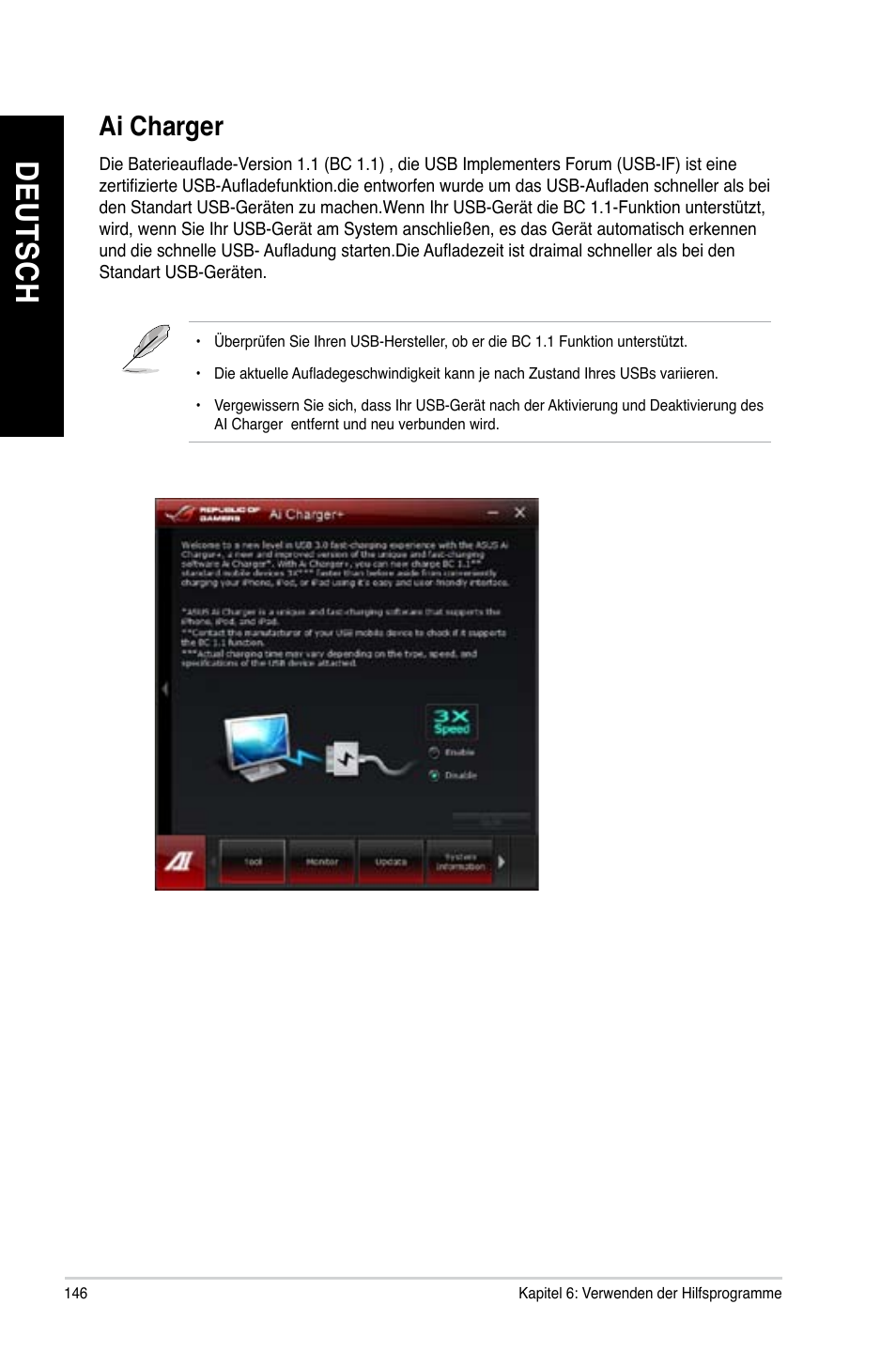 Ai charger, De ut sc h de ut sc h de ut sc h de ut sc h | Asus CG8890 User Manual | Page 148 / 632