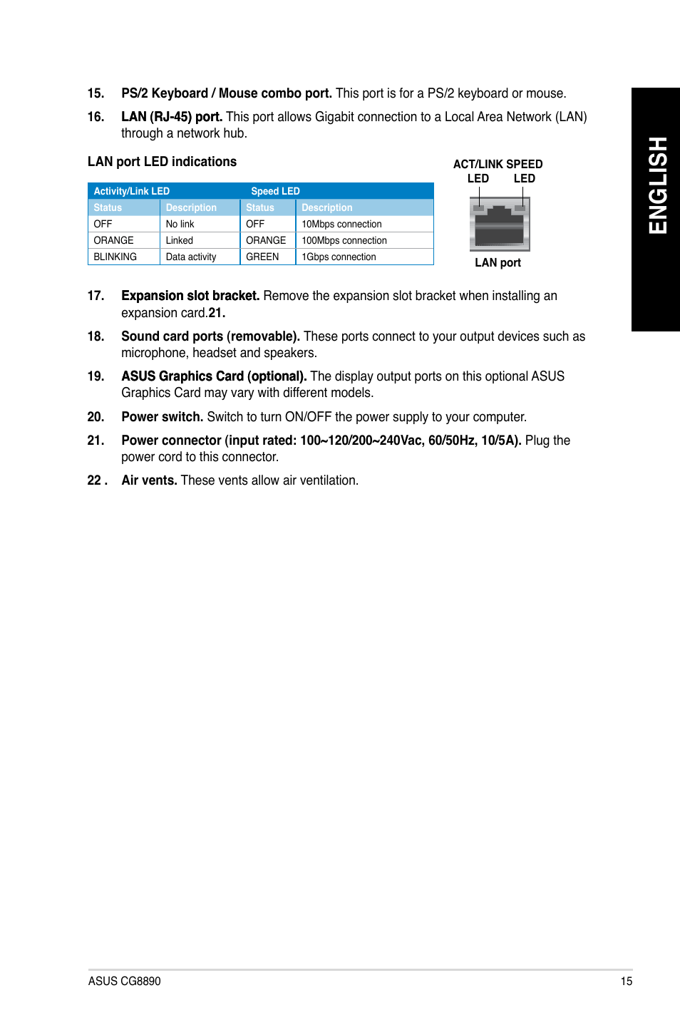 En gl is h en gl is h | Asus CG8890 User Manual | Page 17 / 632