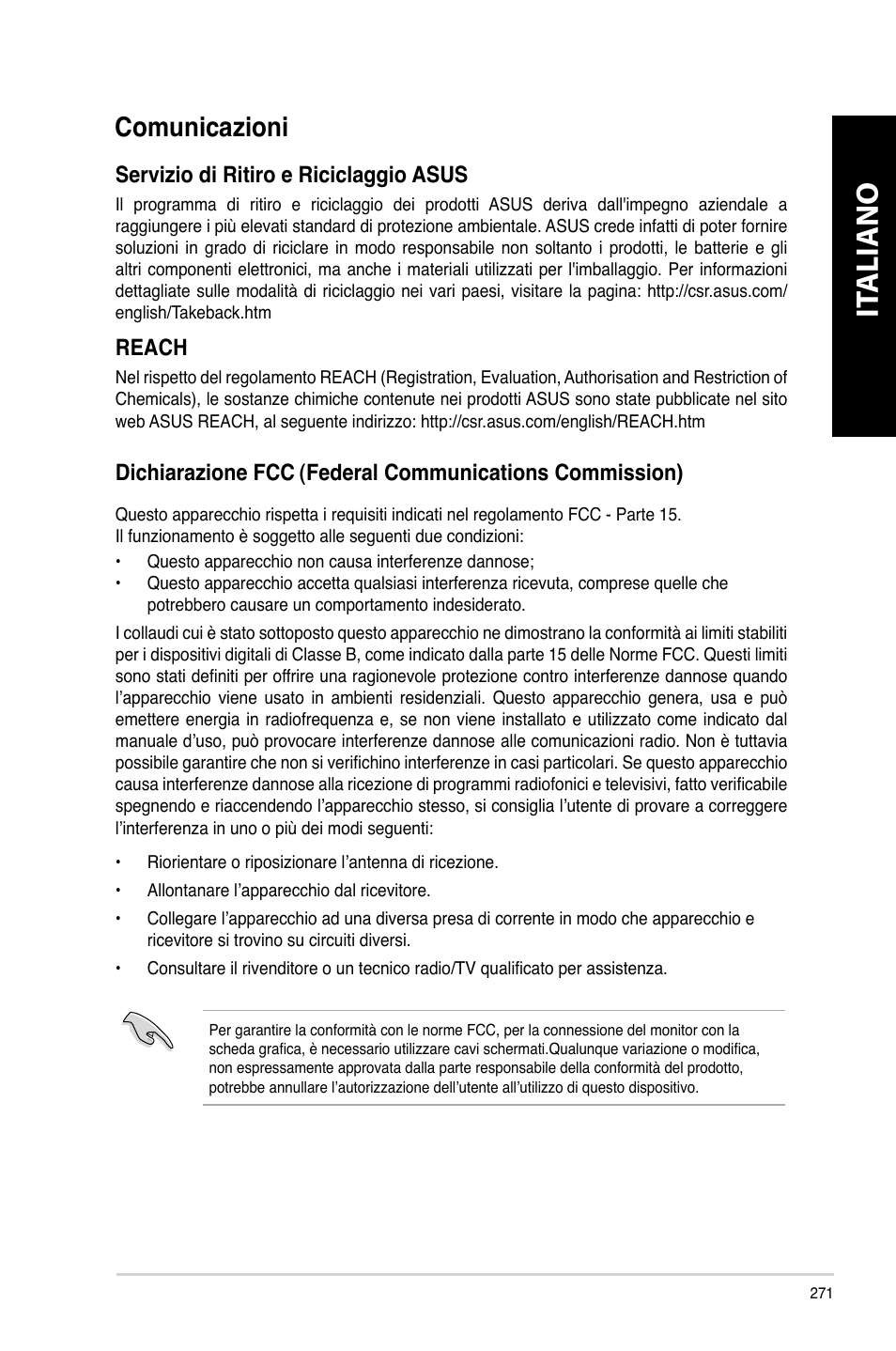 Comunicazioni, It aliano it aliano it aliano it aliano | Asus CG8890 User Manual | Page 273 / 632