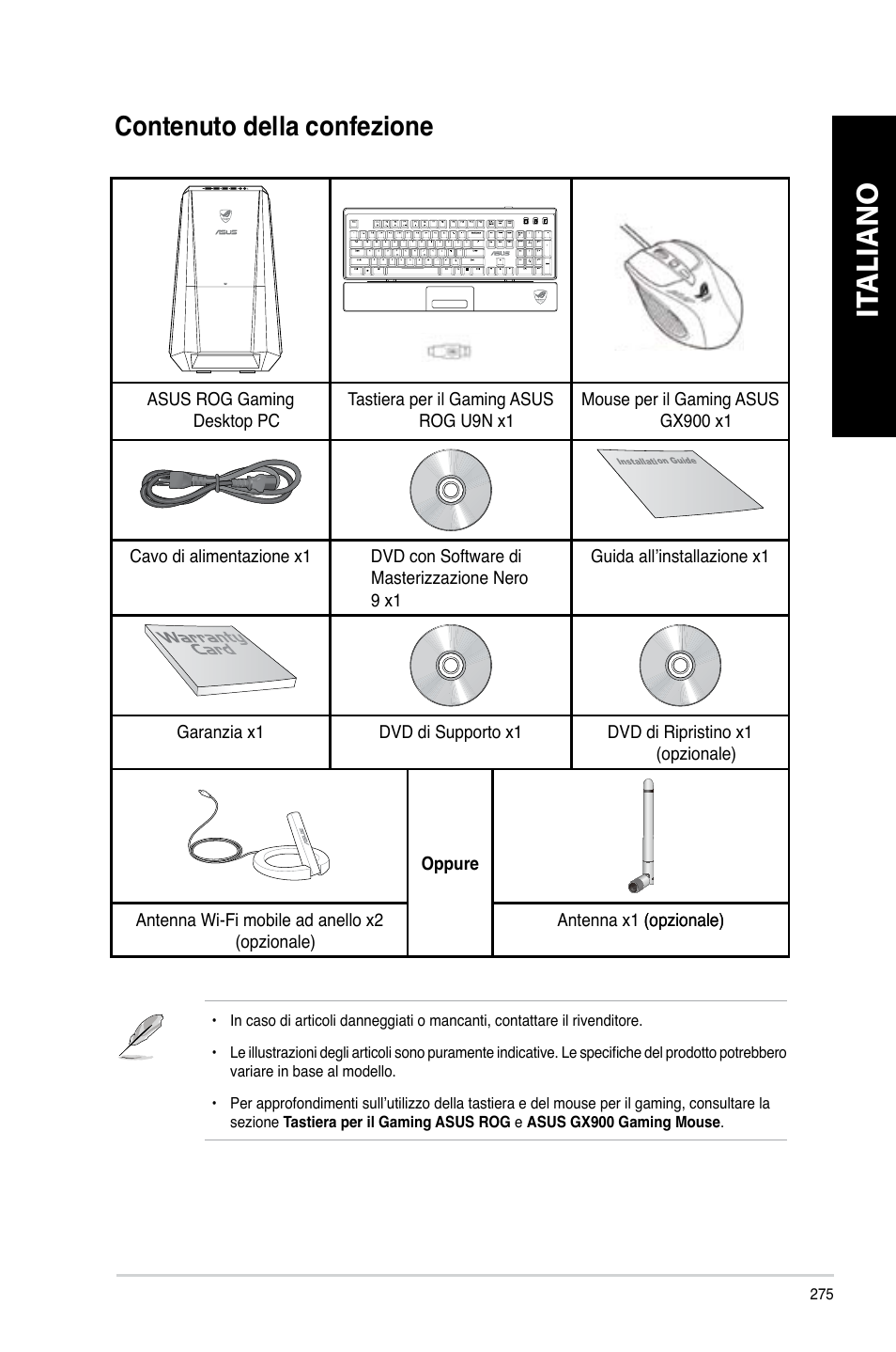 Contenuto della confezione, It aliano it aliano it aliano it aliano, Contenuto.della.confezione | Asus CG8890 User Manual | Page 277 / 632