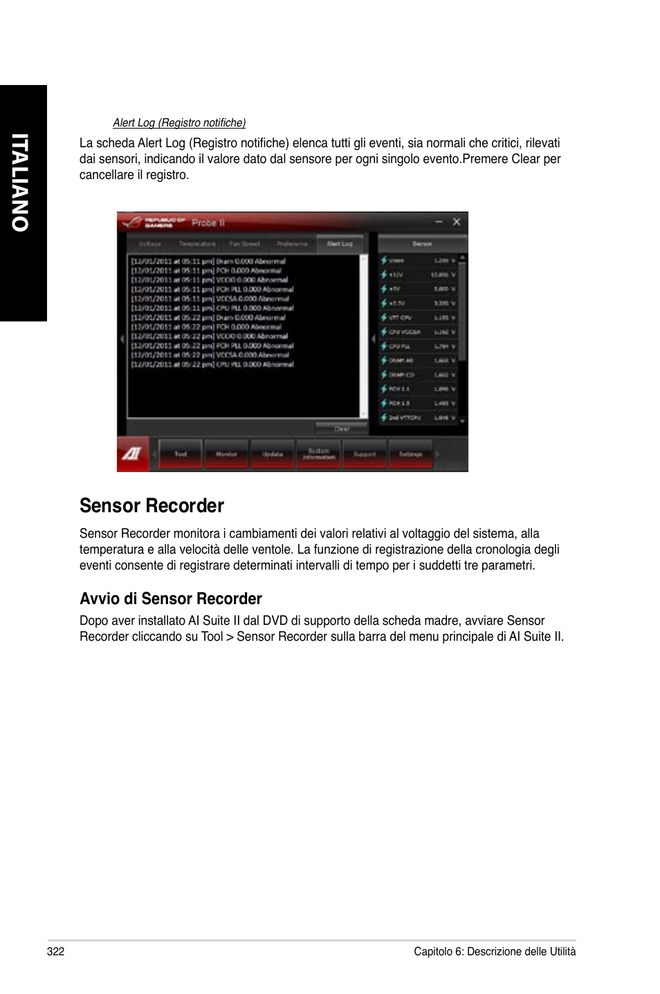 Sensor recorder, It aliano it aliano it aliano it aliano | Asus CG8890 User Manual | Page 324 / 632