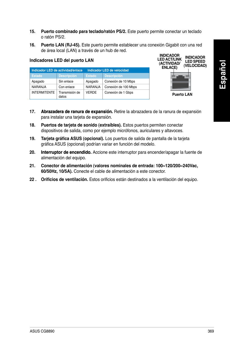 Es pa ño l es pa ño l | Asus CG8890 User Manual | Page 371 / 632