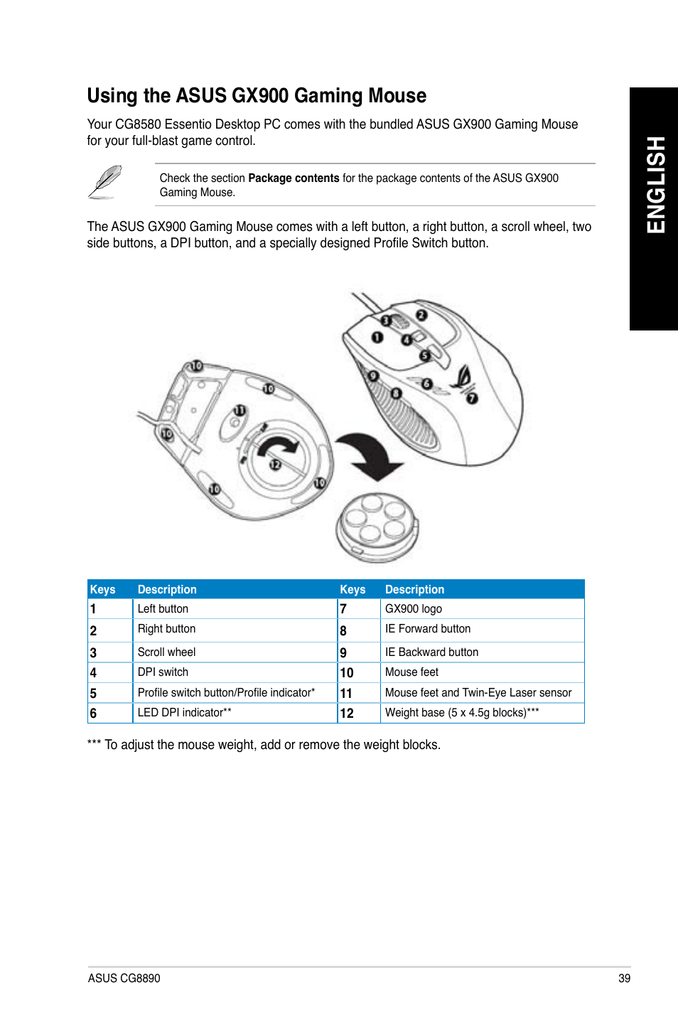 Using the asus gx900 gaming mouse, En gl is h en gl is h, Using.the.asus.gx900.gaming.mouse | Asus CG8890 User Manual | Page 41 / 632