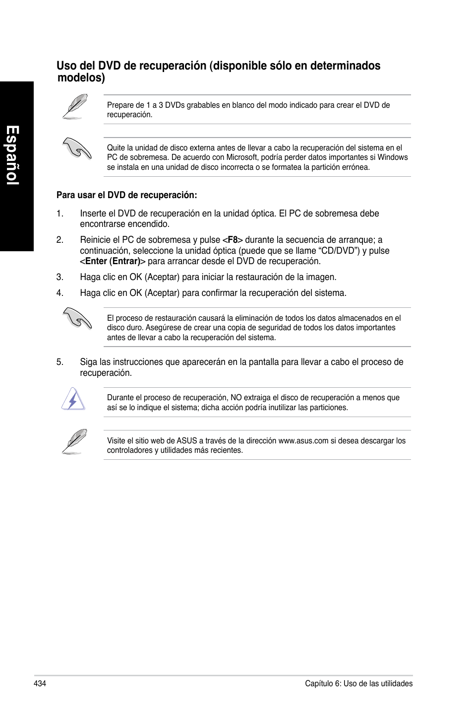 Es pa ño l es pa ño l | Asus CG8890 User Manual | Page 436 / 632