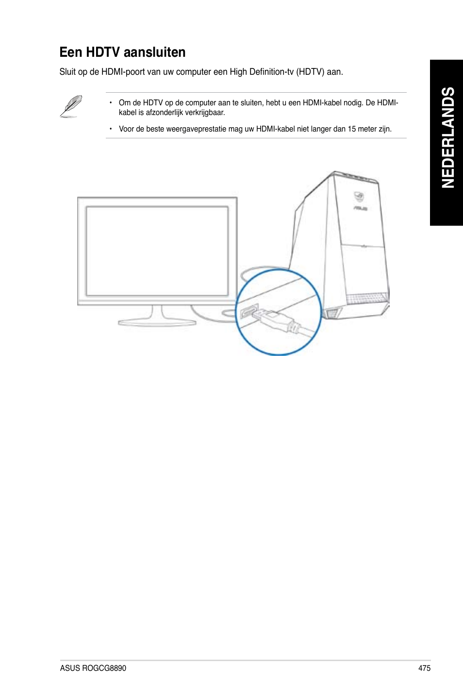 Een hdtv aansluiten, Nederlands | Asus CG8890 User Manual | Page 477 / 632