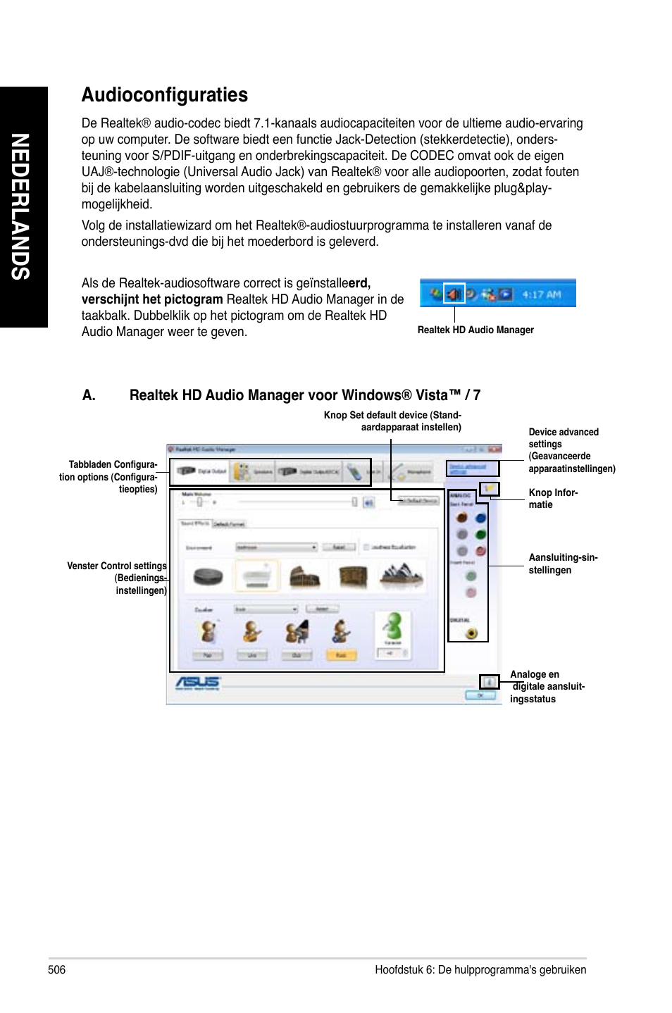 Audioconfiguraties, Nederlands | Asus CG8890 User Manual | Page 508 / 632