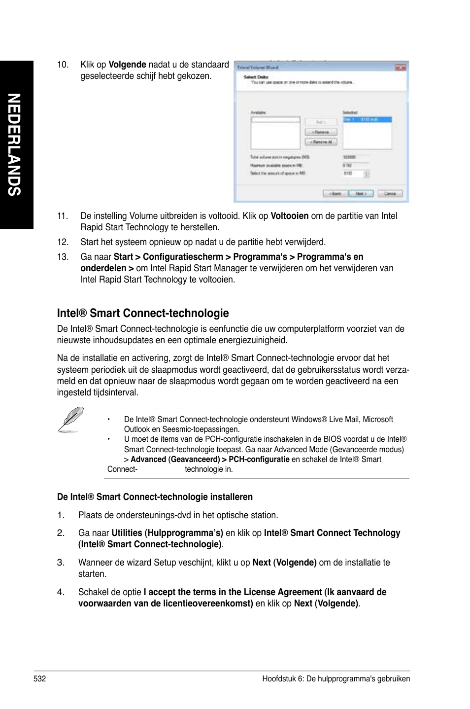 Nederlands, Intel® smart connect-technologie | Asus CG8890 User Manual | Page 534 / 632