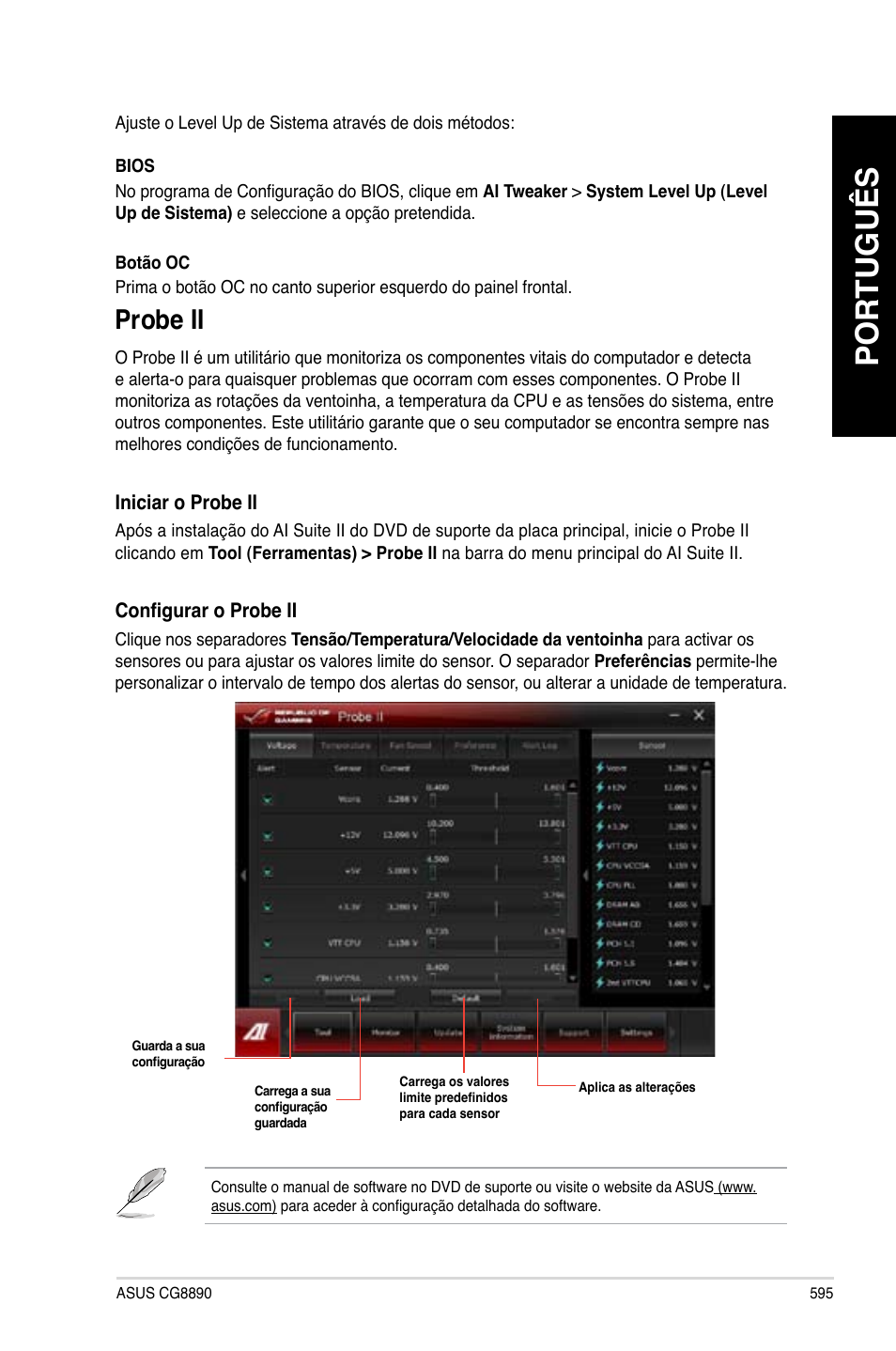 Probe ii, Português | Asus CG8890 User Manual | Page 597 / 632