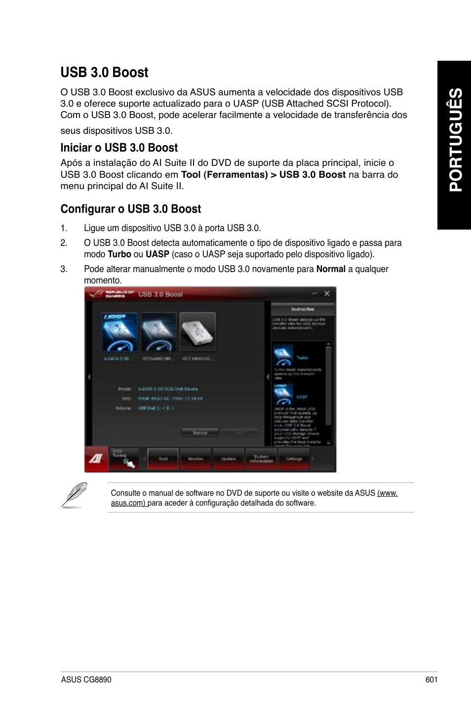 Usb 3.0 boost, Português | Asus CG8890 User Manual | Page 603 / 632