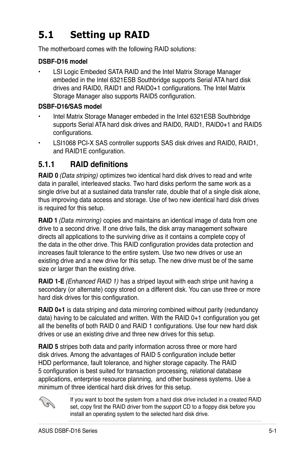 1 setting up raid, 1 raid definitions | Asus DSBF-D16/SAS User Manual | Page 115 / 202