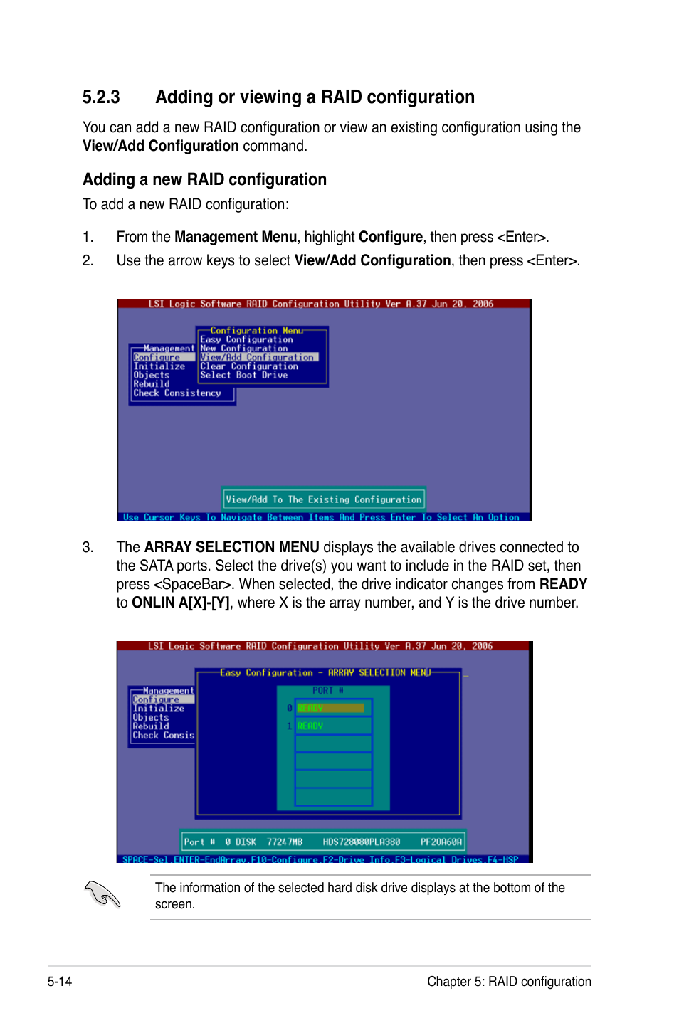 3 adding or viewing a raid configuration | Asus DSBF-D16/SAS User Manual | Page 128 / 202