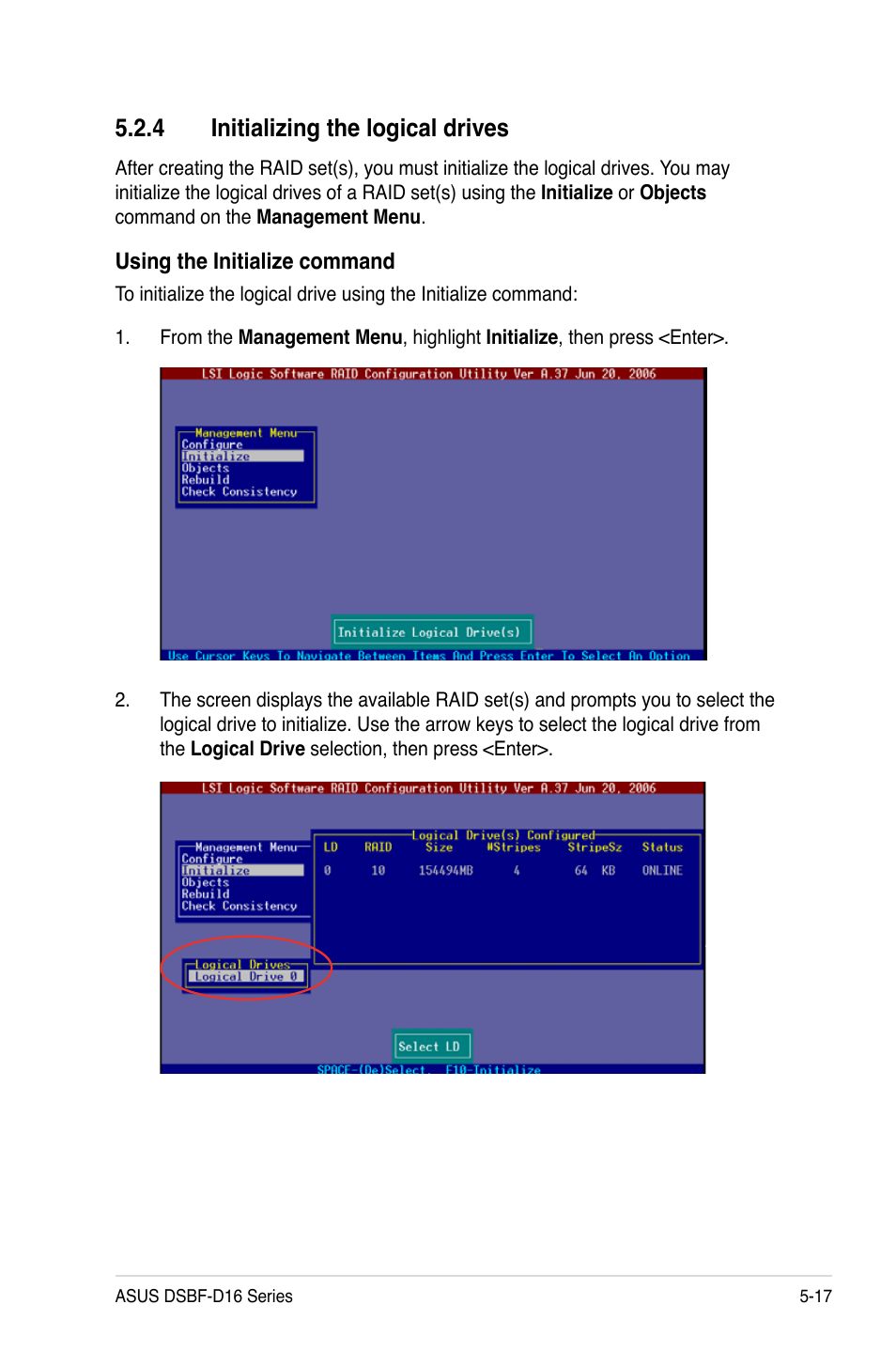 4 initializing the logical drives | Asus DSBF-D16/SAS User Manual | Page 131 / 202