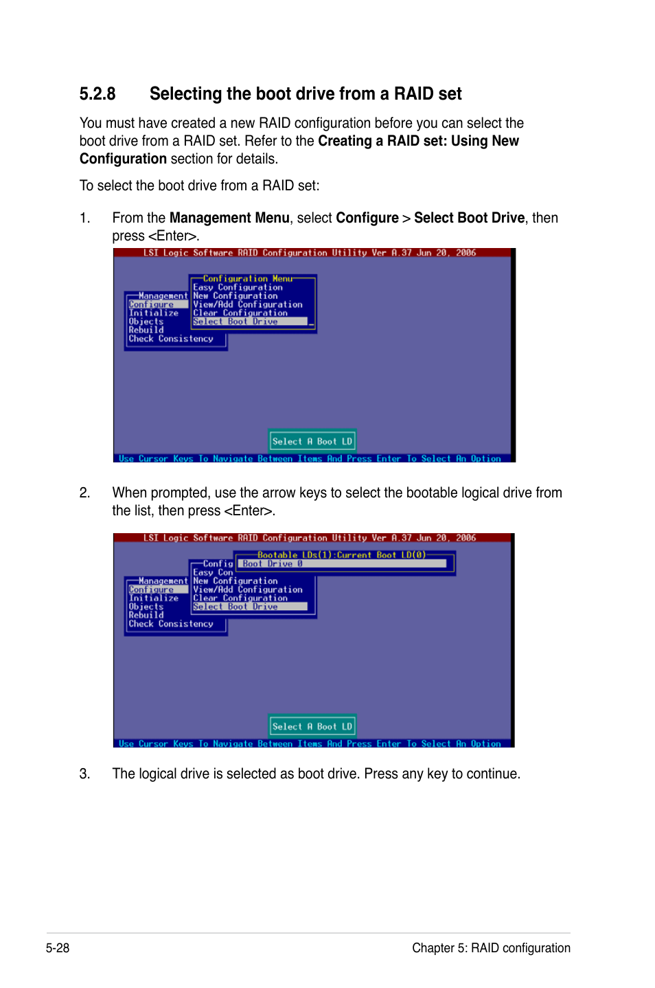 8 selecting the boot drive from a raid set | Asus DSBF-D16/SAS User Manual | Page 142 / 202