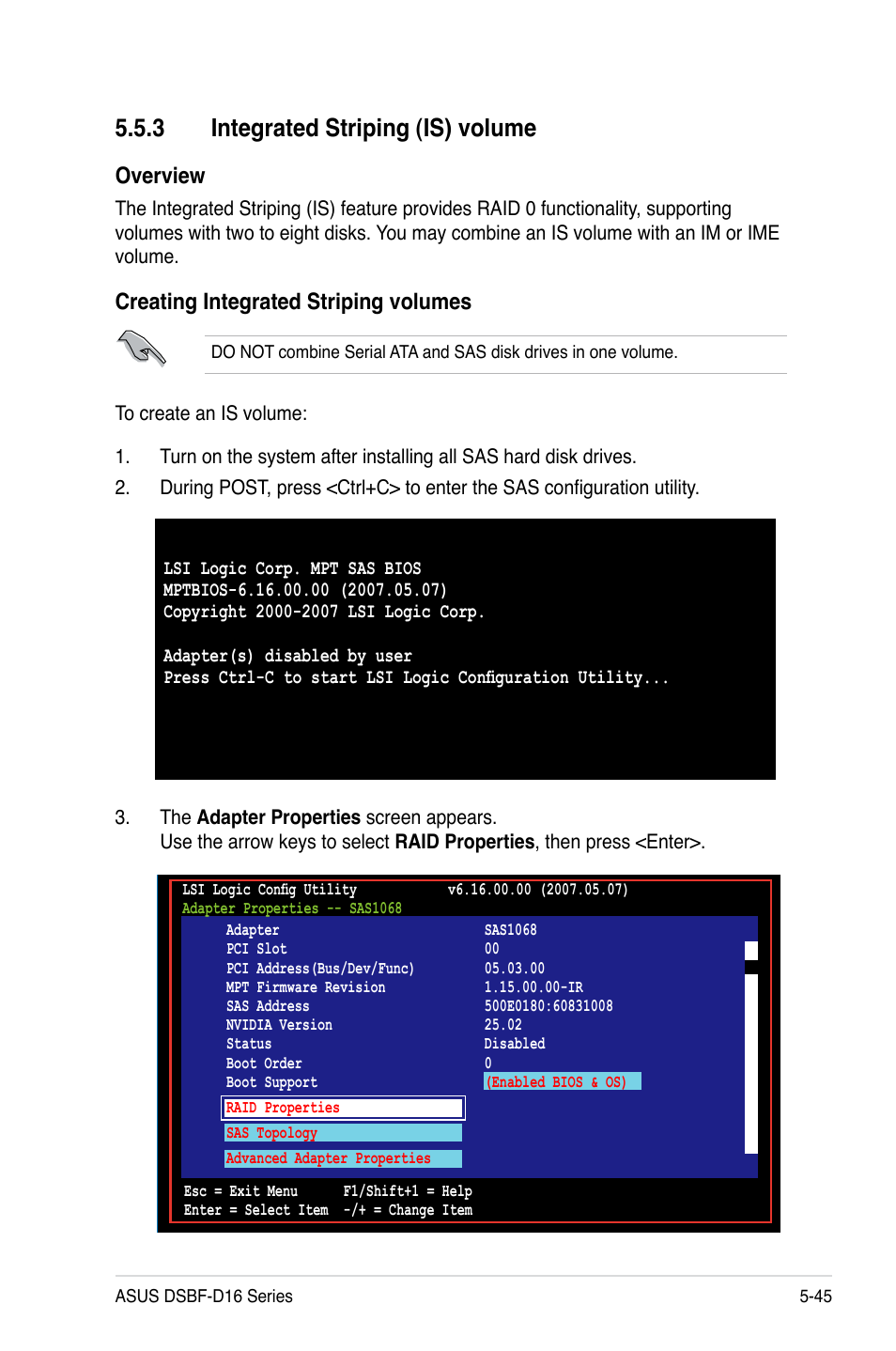 3 integrated striping (is) volume, Overview, Creating integrated striping volumes | Asus DSBF-D16/SAS User Manual | Page 159 / 202