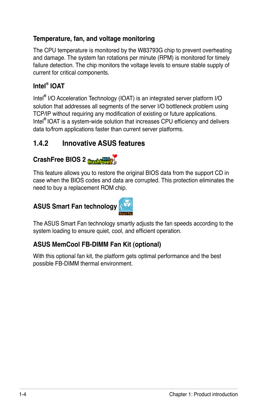 2 innovative asus features | Asus DSBF-D16/SAS User Manual | Page 20 / 202