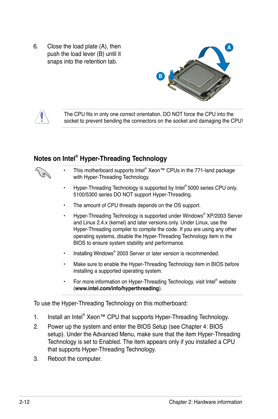 Hyper-threading technology | Asus DSBF-D16/SAS User Manual | Page 34 / 202