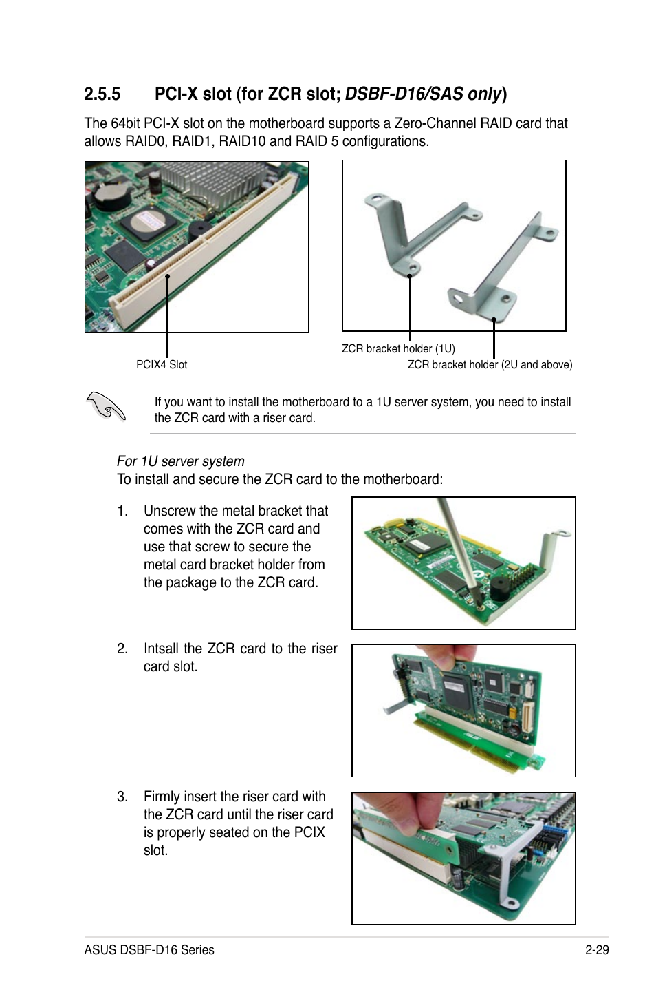 5 pci-x slot (for zcr slot; dsbf-d16/sas only) | Asus DSBF-D16/SAS User Manual | Page 51 / 202