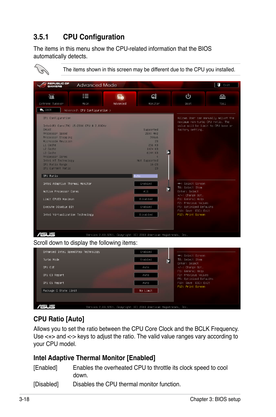 Cpu configuration | Asus Maximus IV GENE-Z User Manual | Page 106 / 192