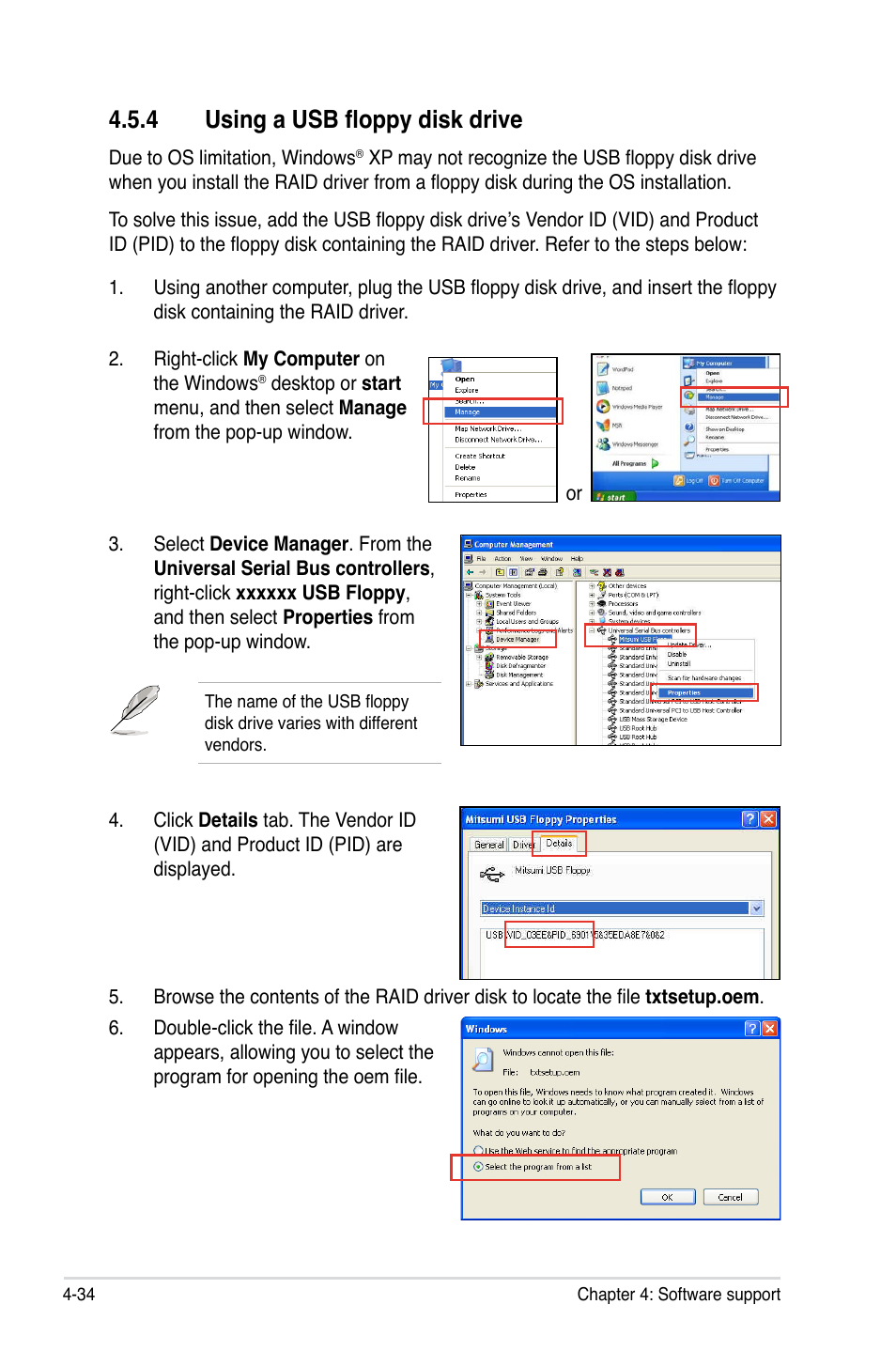 �.4 using a usb floppy disk drive | Asus Maximus IV GENE-Z User Manual | Page 174 / 192