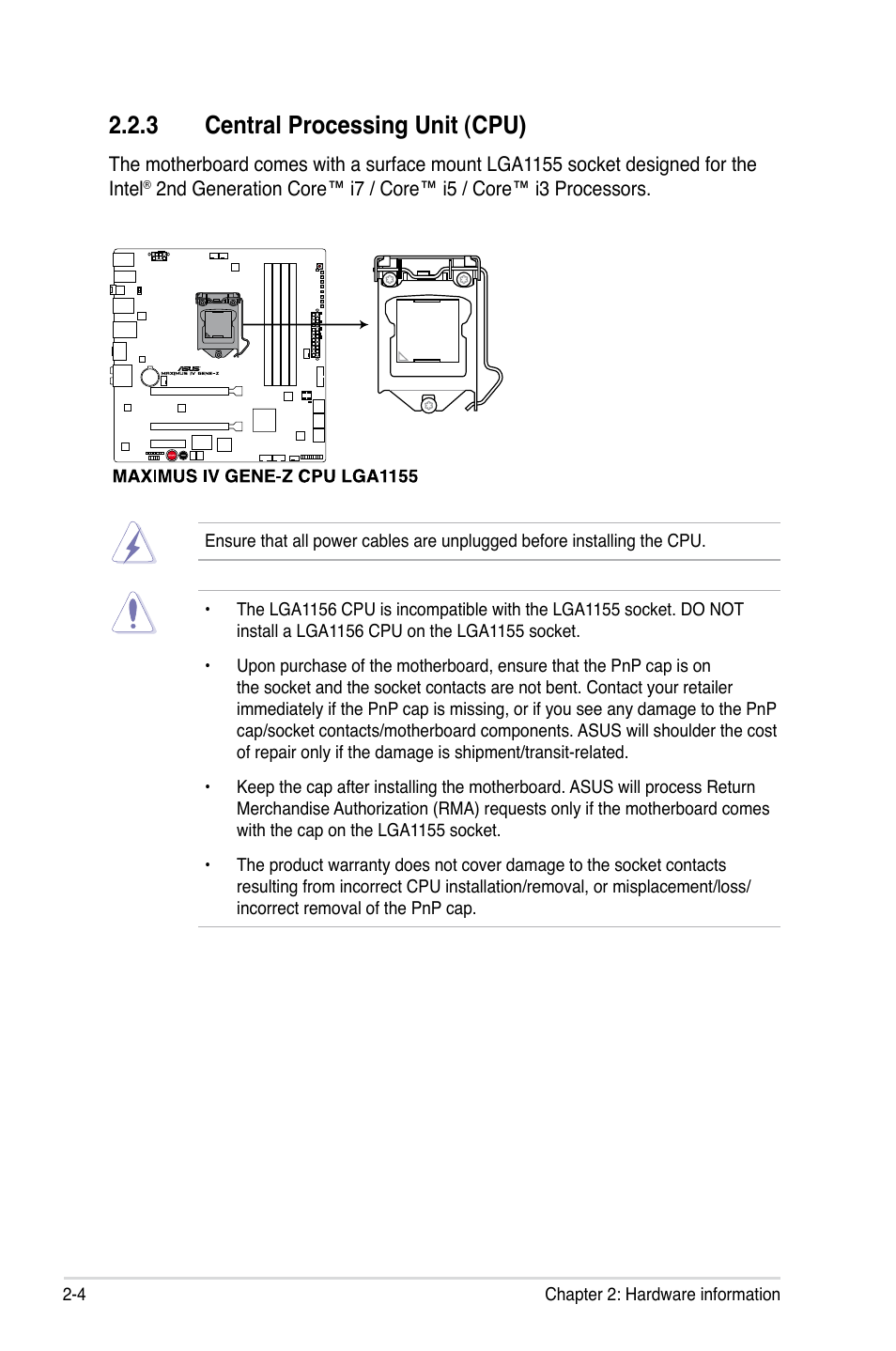 3 central processing unit (cpu) | Asus Maximus IV GENE-Z User Manual | Page 36 / 192